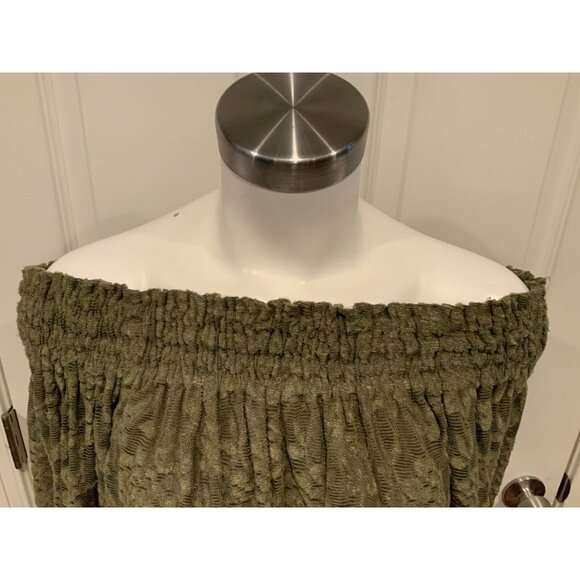 Deletta Anthropologie Green Floral Lace Off-The-Shoulder Top, Size XS - Picture 2 of 7